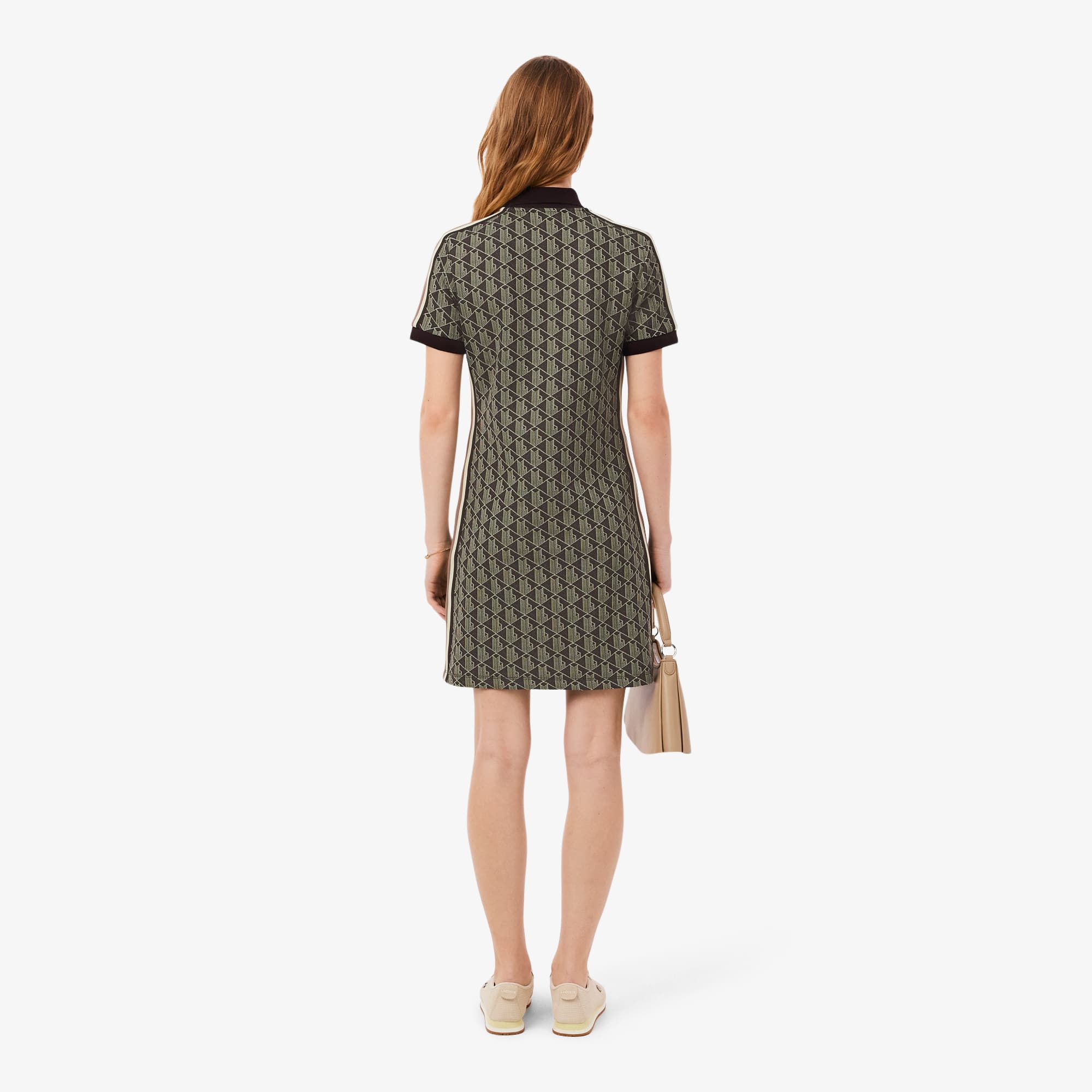 Women's Slim Fit Monogram Polo Dress - Marron / Jaune